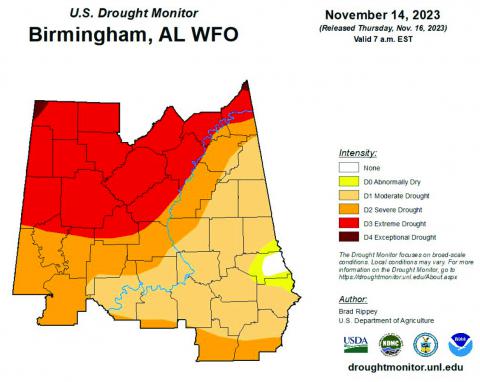  The northwestern corner of Marion County is now listed under exceptional drought status. Image is courtesy of the National Weather Service. 
