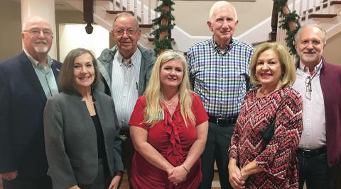 Underline: Present for the meet-and-greet for Robin Mixon (front row, center) are  (front row, from left) NMMC-Hamilton Board Member Belinda McRae and Hamilton City Councilor Sherry Armstrong; and (back row, from left) Hamilton Mayor Bob Page, and hospital board members Bobby Wallace and Sonny Nix, and board chairman Wade Nixon.