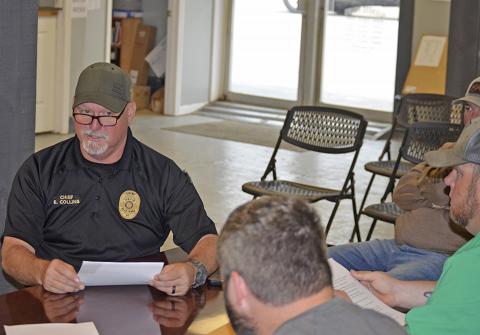 Bear Creek Police Chief Eddie Collins tells the town council additional measures of safety are needed.