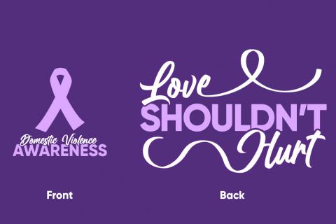 Shirts are being sold to support domestic violence awareness.