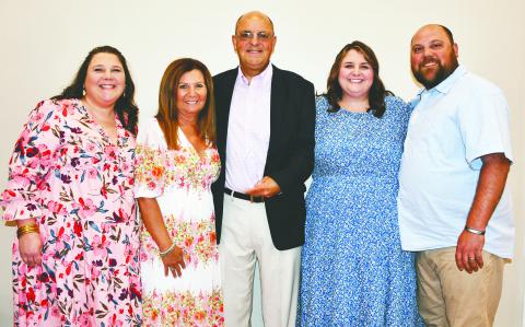 The family of "Citizen of the Year" Jeff Fleming (center) are shown, from left, daughter Amy Sanderson, wife Dana, and son Patrick Fleming and his wife Abby.