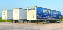 Pictured are three trailers full of water cases delivered to Hamilton during the August water crisis.